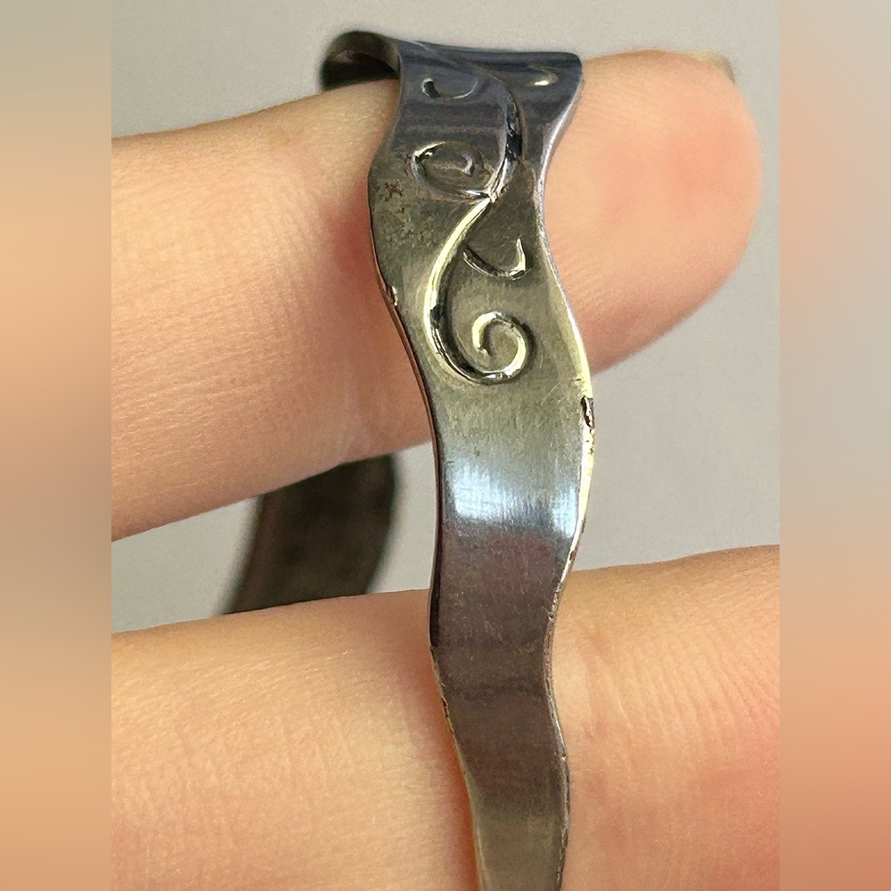 Engraved Silver Tone Adjustable Cuff Bracelet - image 8